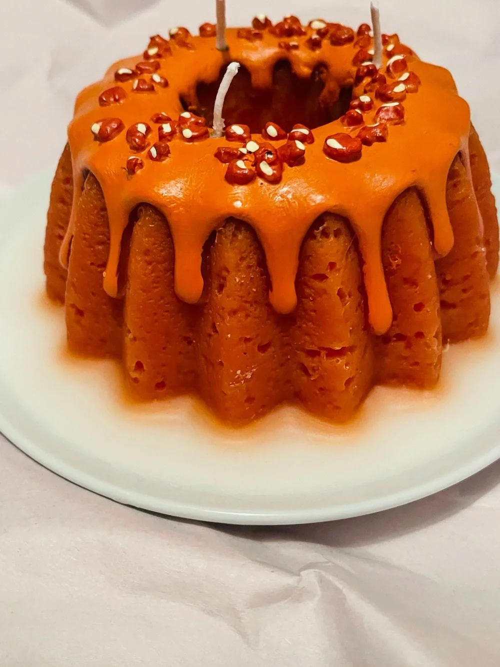 Orange Drip Bundt Cake Decorative Candle - Home Party Supplies